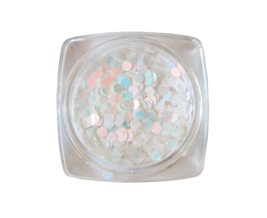 Зображення 4 Блискітки для декору Komilfo Disco Design 041 білі, голограма, рожевий перелив, 2 мм, 1 г, Колір: 041