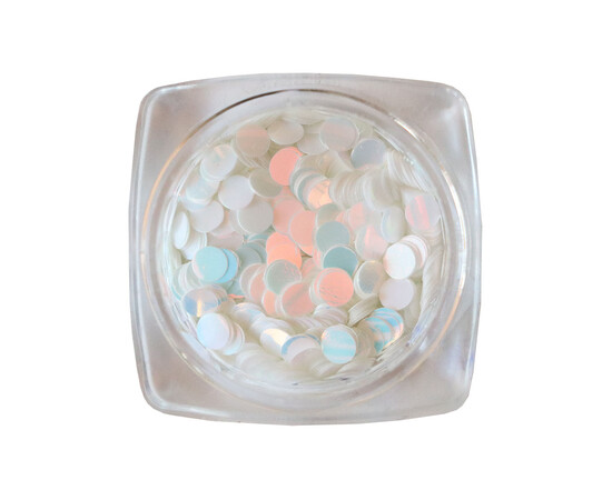 Зображення 4 Блискітки для декору Komilfo Disco Design 042 білі, голограма, рожевий перелив, 3 мм, 1 г, Колір: 042