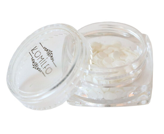 Зображення 3 Блискітки для декору Komilfo Disco Design 036 білі, 3 мм, 1 г, Колір: 036