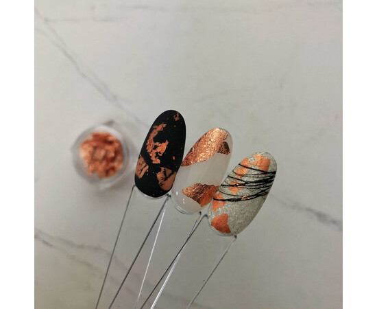Изображение 3 Фольга жатая для ногтей в банке Komilfo розовое золото, Цвет: Rose Gold