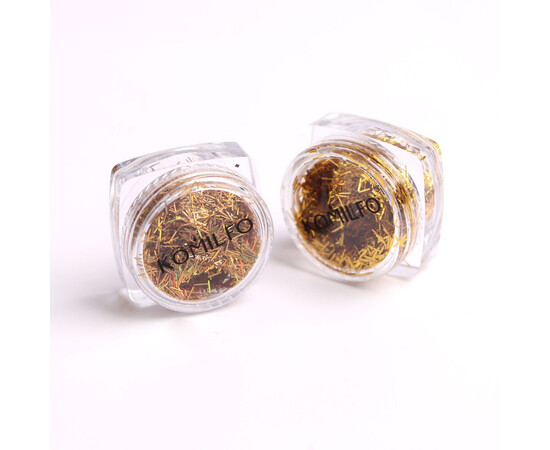 Зображення 2 Смужки з фольги для нігтів соломка Komilfo Foil Stripes золото, 0.2 г, Колір: Gold