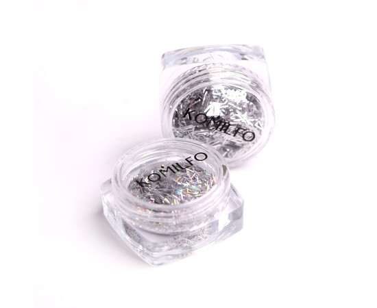 Изображение 2 Полоски из фольги для ногтей соломка Komilfo Foil Stripes серебро, 0.2 г, Цвет: Silver