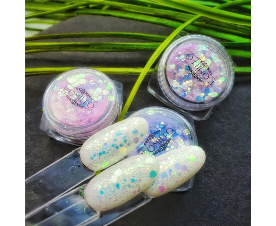 Зображення 4 Блискітки Komilfo фотохромні MIX-001 мікс розмірів, 2.5 г, Колір: 001