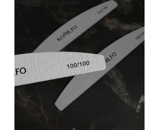 Зображення 2 Пилочка для нігтів Komilfo півколо сіра, 100/100 гріт