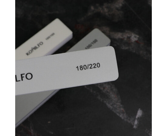 Зображення 2 Шліфувальник для натуральних нігтів Komilfo прямокутний сірий 30/180 мм, 180/220 гріт