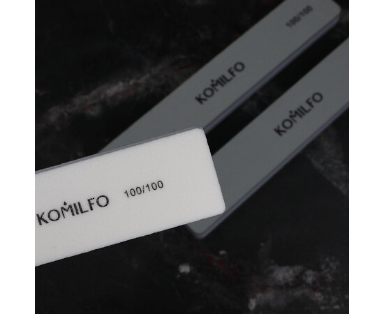 Зображення 2 Шліфувальник для штучних нігтів Komilfo міні білий 30/85 мм, 100/100 гріт