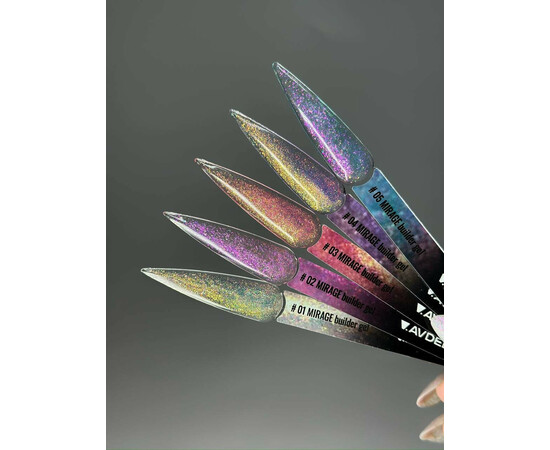 Зображення 2 Голографічний гель для моделювання нігтів V.Avdeeva Mirage Builder Gel №3 Hema&Tpo Free, 15 мл, Об'єм (мл, г): 15, Колір: 03