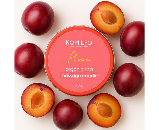 Зображення 2 Масажна свічка Komilfo Massage Candle Plum Слива, 30 г, Аромат: Plum, Об'єм (мл, г): 30