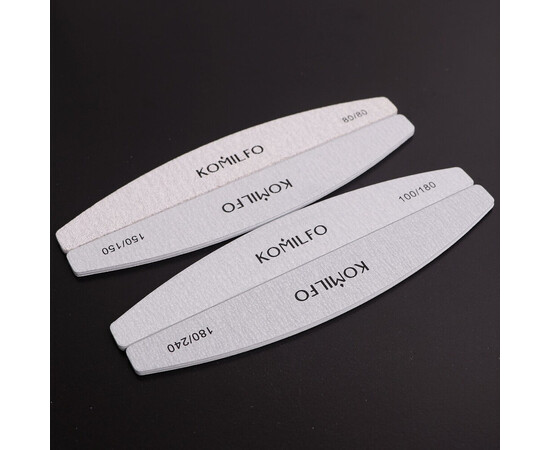 Зображення 5 Пилочка для нігтів Komilfo півколо сіра, 100/180 гріт