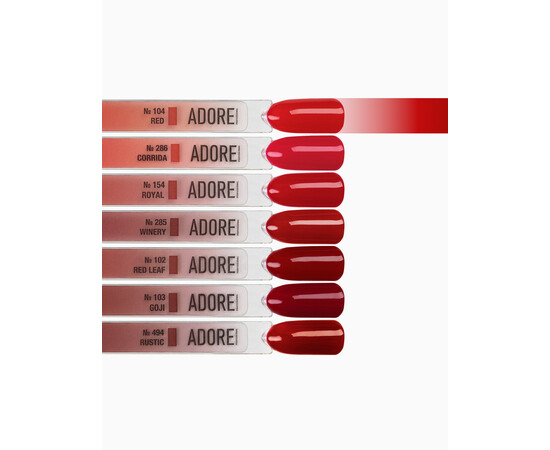 Зображення 3 Гель-лак ADORE prof. Basic Palette 104 Red червоний, 12 мл, Об'єм (мл, г): 12, Колір: 104