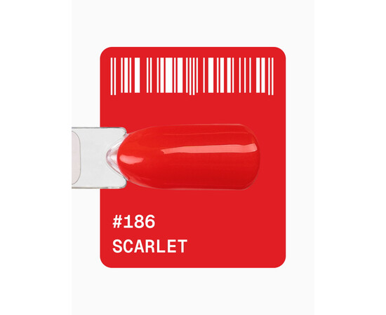 Зображення 2 Гель-лак ADORE prof. Basic Palette 186 Scarlet яскравий червоний, 12 мл, Об'єм (мл, г): 12, Колір: 186