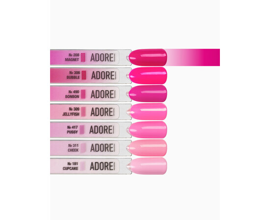 Зображення 3 Гель-лак ADORE prof. Basic Palette 208 Magnet світла маджента, 12 мл, Об'єм (мл, г): 12, Колір: 208