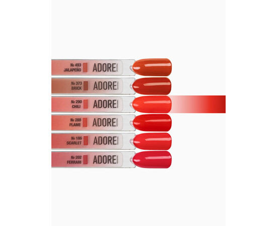 Зображення 3 Гель-лак ADORE prof. Basic Palette 290 Chili червоний, 12 мл, Об'єм (мл, г): 12, Колір: 290
