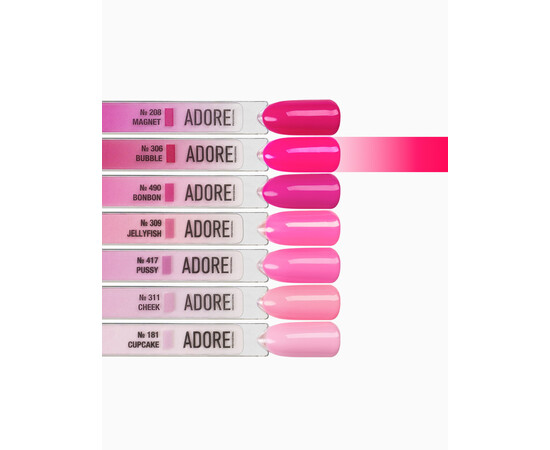 Зображення 3 Гель-лак ADORE prof. Basic Palette 306 Bubble неоновий рожевий, 12 мл, Об'єм (мл, г): 12, Колір: 306