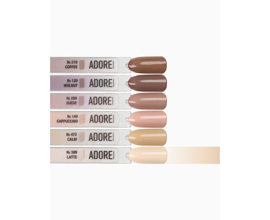 Зображення 3 Гель-лак ADORE prof. Basic Palette 399 Latte кавова пінка, 12 мл, Об'єм (мл, г): 12, Колір: 399