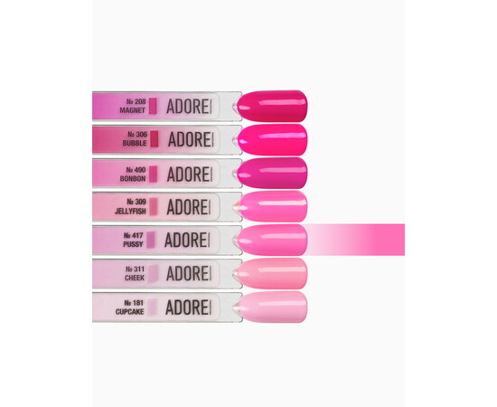 Зображення 3 Гель-лак ADORE prof. Basic Palette 417 Pussy рожевий, 12 мл, Об'єм (мл, г): 12, Колір: 417