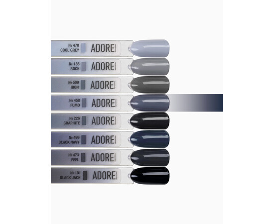 Зображення 3 Гель-лак ADORE prof. Basic Palette 458 Fumo сірий, 12 мл, Об'єм (мл, г): 12, Колір: 458