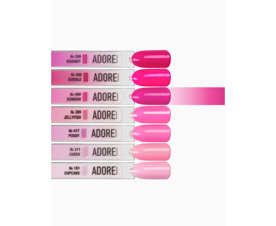 Зображення 3 Гель-лак ADORE prof. Basic Palette 490 Bonbon рожевий, 12 мл, Об'єм (мл, г): 12, Колір: 490