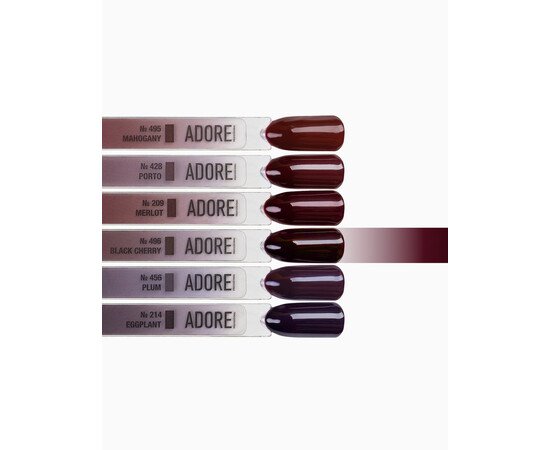 Зображення 3 Гель-лак ADORE prof. Basic Palette 496 Black Cherry бордовий, 12 мл, Об'єм (мл, г): 12, Колір: 496