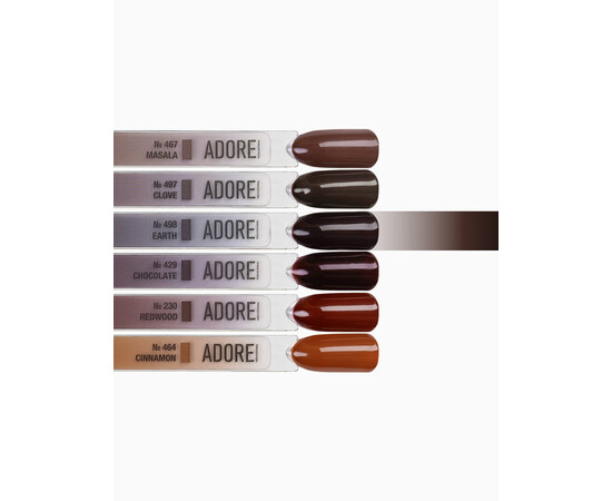 Зображення 3 Гель-лак ADORE prof. Basic Palette 498 Earth коричневий, 12 мл, Об'єм (мл, г): 12, Колір: 498