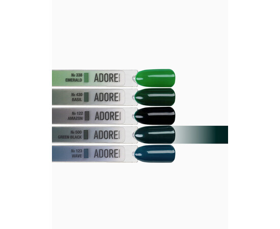 Зображення 3 Гель-лак ADORE prof. Basic Palette 500 Green Black зелений, 12 мл, Об'єм (мл, г): 12, Колір: 500
