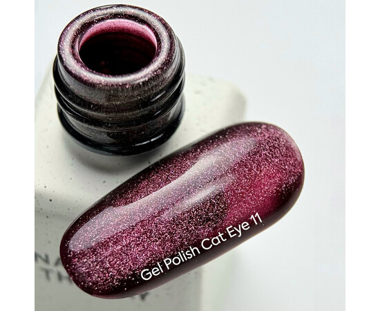 Изображение 2 NAILSOFTHEDAY Gel polish Cat Eye 11 темно-малиновый гель-лак кошачий глаз, перекрывающийся в один слой, 6 мл, Объем (мл, г): 6, Цвет: 11