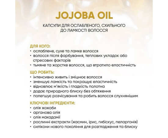 Зображення 3 Сироватка в капсулах Jerden Proff Jojoba Oil для ослабленого сухого волосся, 50х1 мл