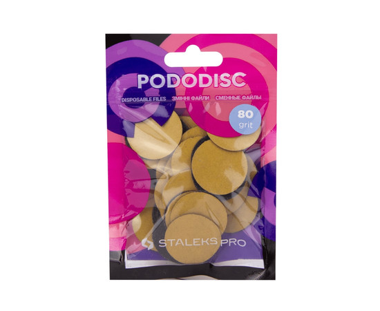 Зображення 5 Змінні файли для педикюрного диска 80 грит STALEKS PRO PODODISC L 50 шт PDF-25-80 тонкі