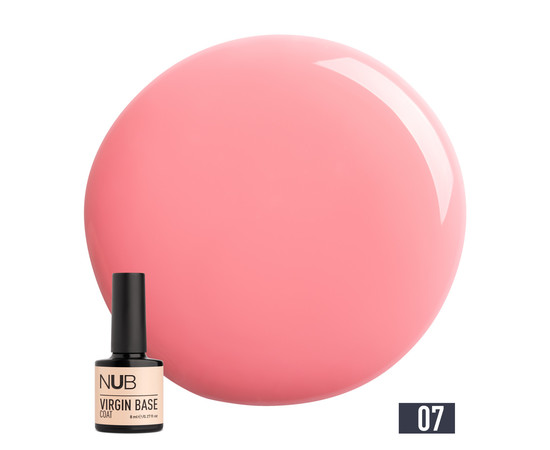 Изображение  База камуфлирующая каучуковая для гель-лака NUB Virgin Base Coat №07 роза брют, 8 мл , Объем (мл, г): 8, Цвет: 07