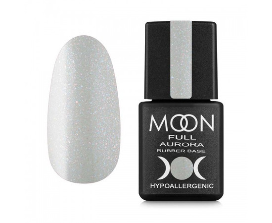Изображение  База каучуковая Moon Full Aurora 2004, светло-серый с мелким шиммером, 8 мл, Объем (мл, г): 8, Цвет: 004