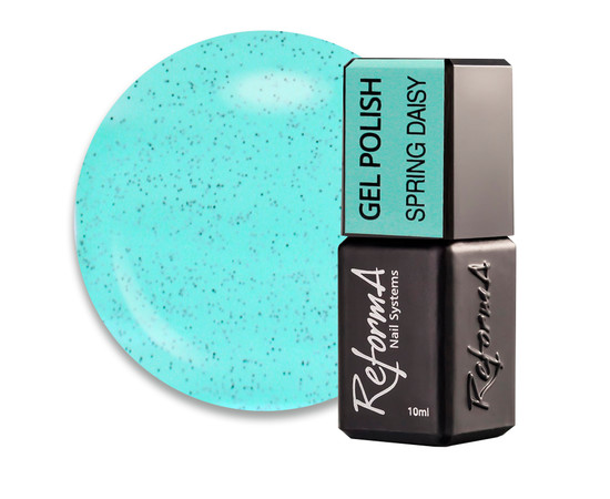 Зображення  Гель-лак ReformA Spring Daisy м'ятно-зелений з чорним піском, 10 мл., Об'єм (мл, г): 10, Колір: Spring Daisy