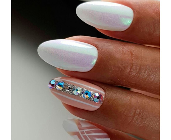 Изображение 2 Втирка для ногтей белая жемчужная 0.2 мм в баночке