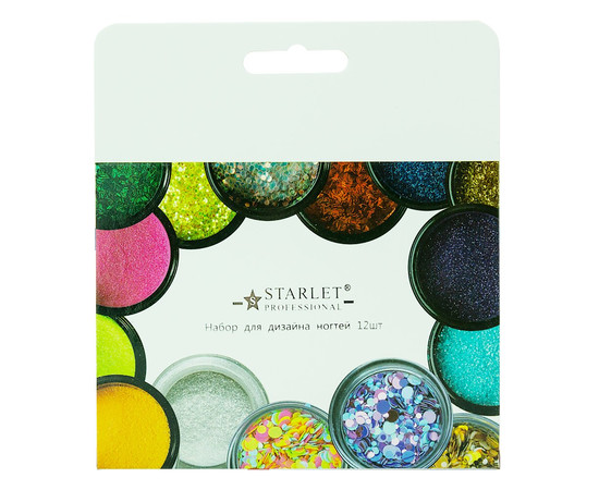 Зображення 2 Гліттер - пісок для декору нігтів Starlet Professional, 12 кольорів