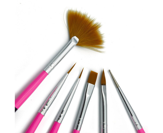 Зображення 2 Набір пензликів для малювання на нігтях Global Fashion 6 шт