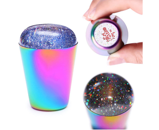 Изображение 2 Односторонний силиконовый штамп и скраппер для стемпинга, радуга