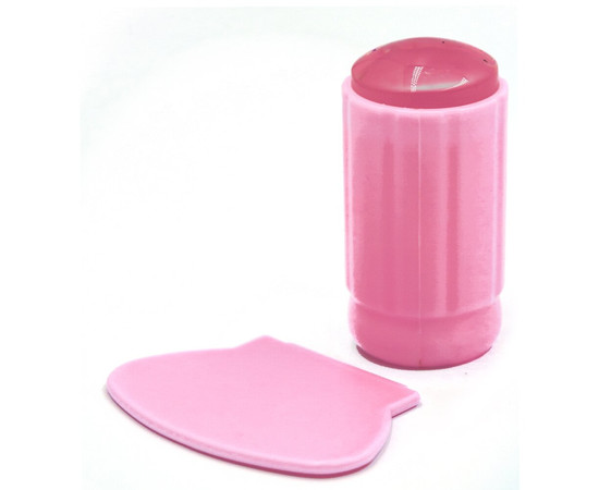 Зображення 2 Силіконовий штамп + скрапер, набір для стемпінга, рожевий