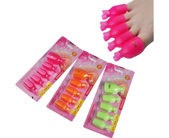 Зображення 2 Затиск кліпса для зняття гель лаку (педикюр) прищіпки 5 шт